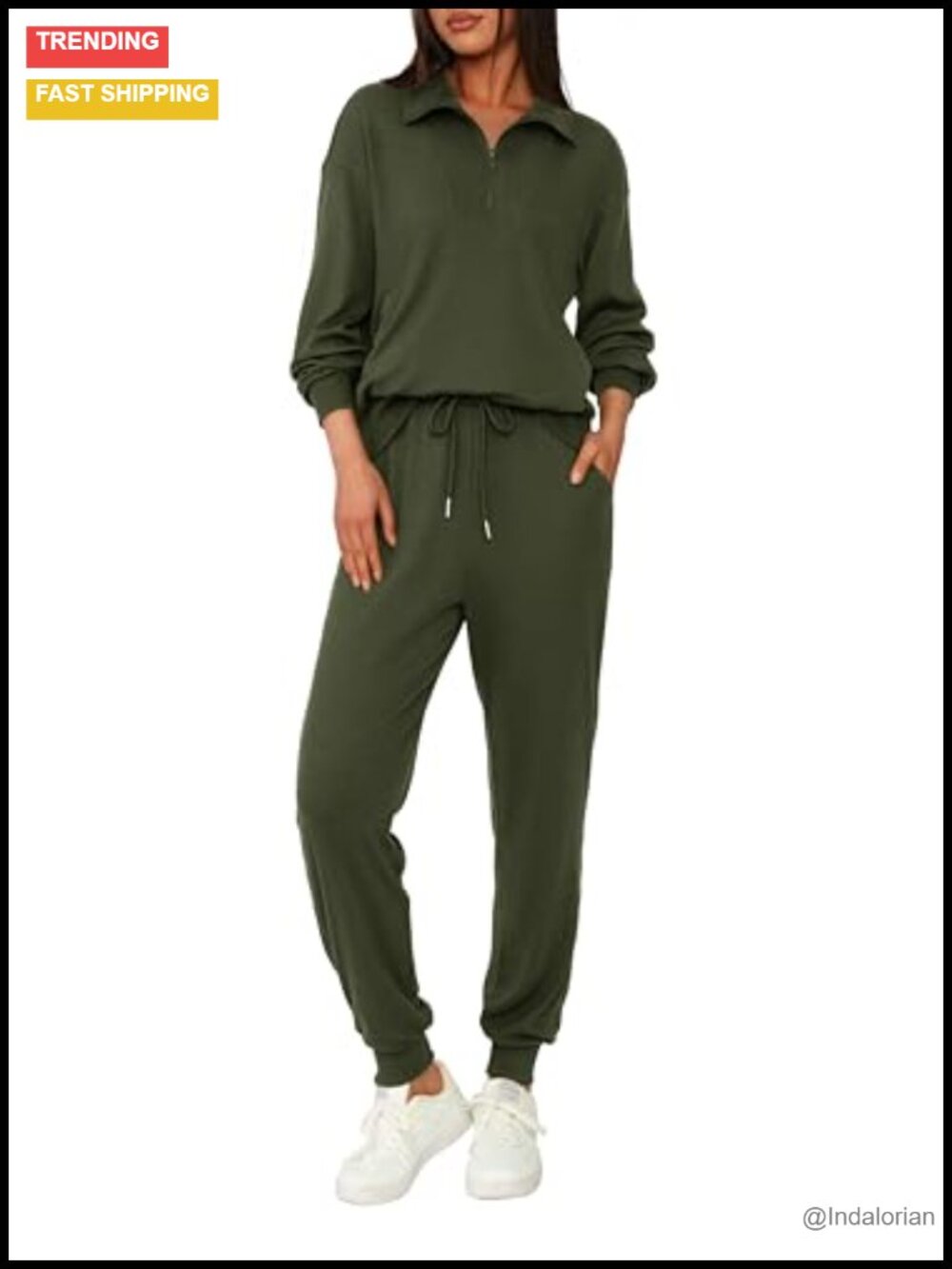 Women's 2 Piece Lounge Set Half Zip Sweatshirt & Joggers Y2K Tracksuit